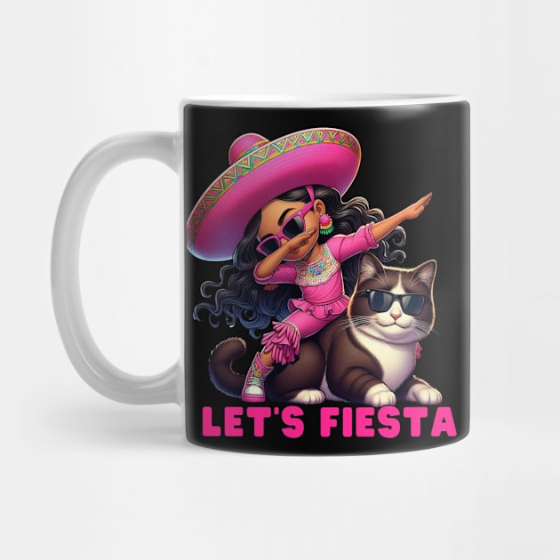 Let's Fiesta Dabbing girl Dancer on Cat's Back Happy Cinco de Mayo  wearing sunglasses by MetAliStor ⭐⭐⭐⭐⭐